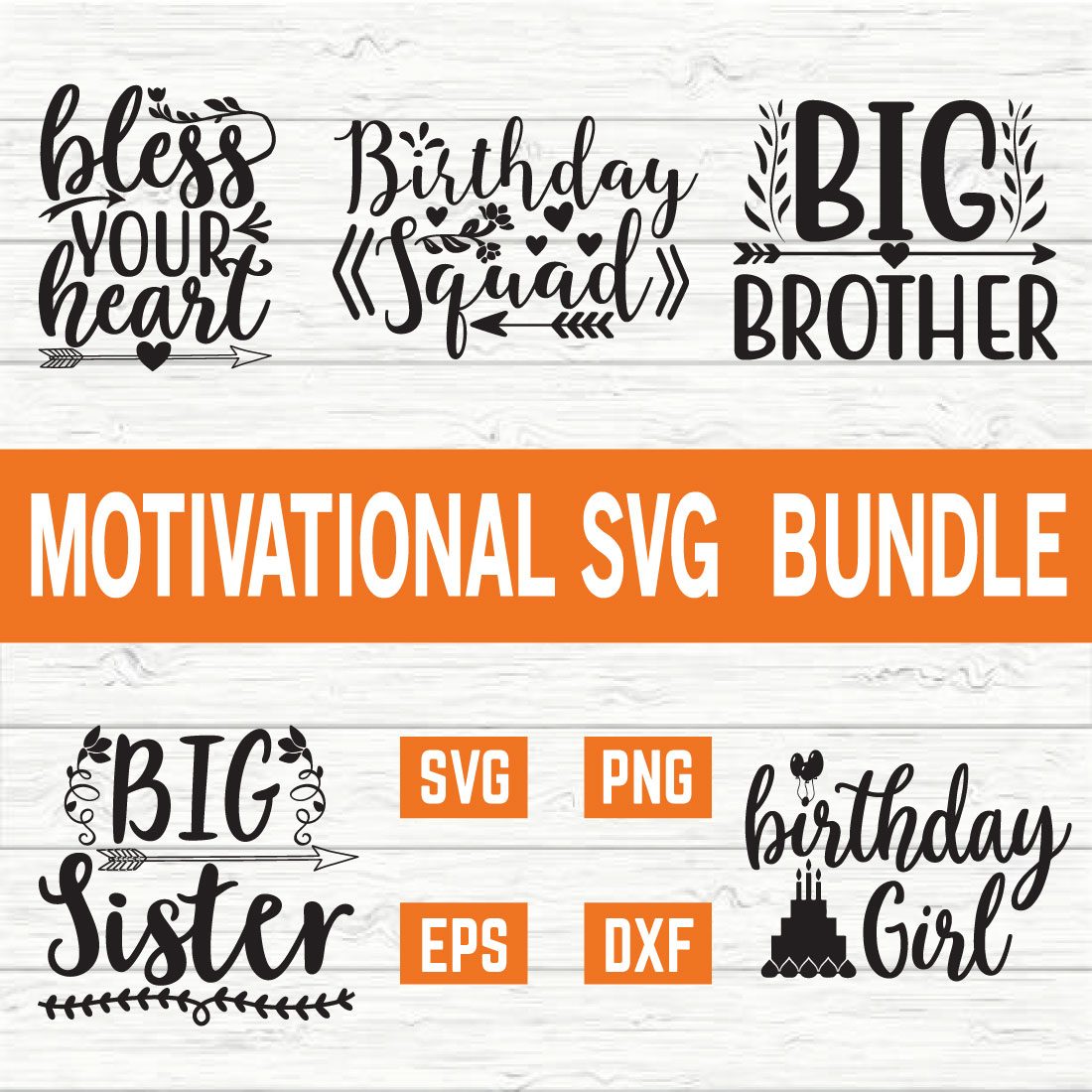 Motivational svg bundle vol1 preview image.