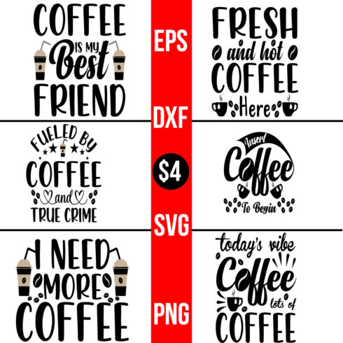 Best coffee Typography SVG Design Bundle  cover image.