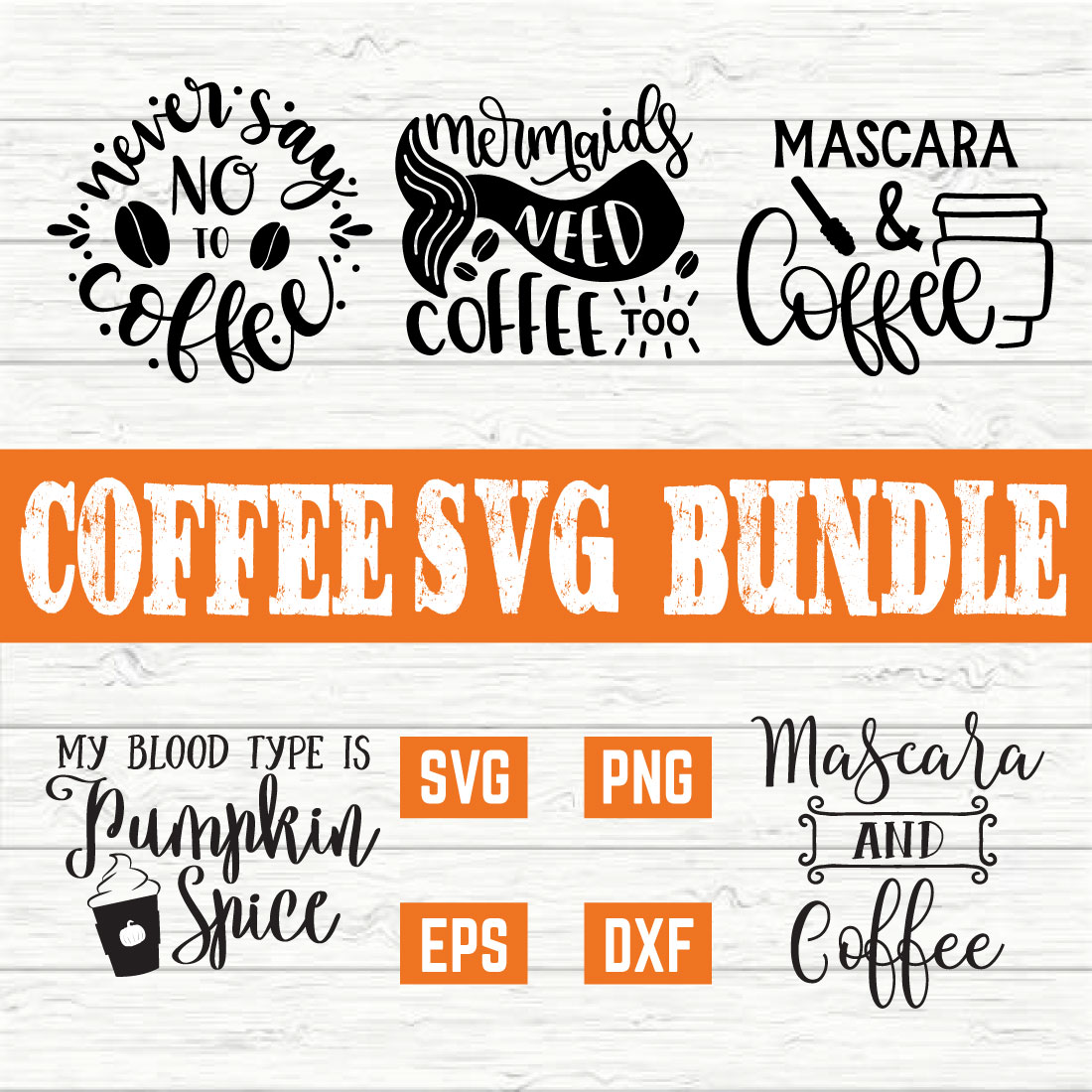 Coffee Typography Design Bundle vol 6 cover image.