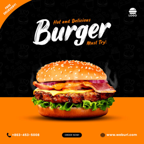Burger Social Media Post Design cover image.