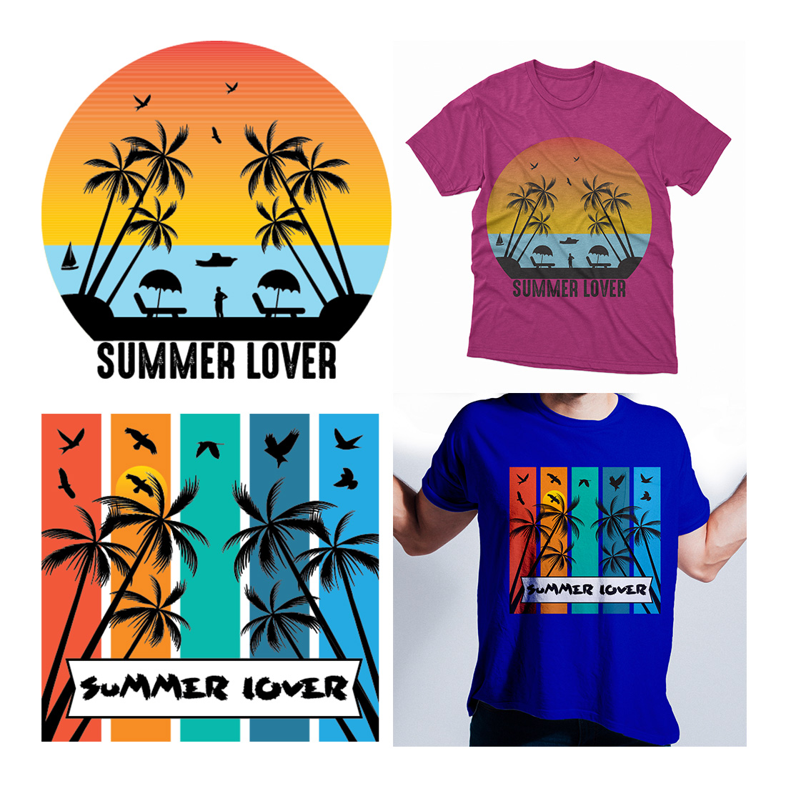 Summer Lover T-Shirt Design preview image.