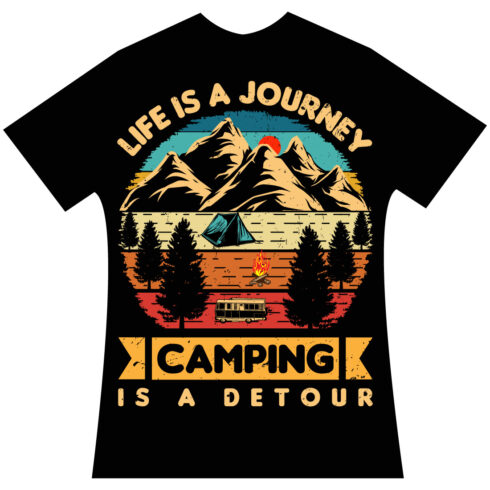 life is a journey camping is a detour Camping t shirt Design cover image.