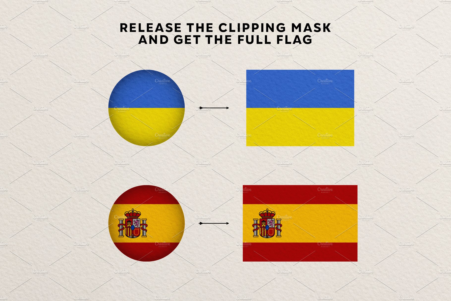 preview image of rleasing the clipping mask ith spain and ukraine flags against retro paper background 552