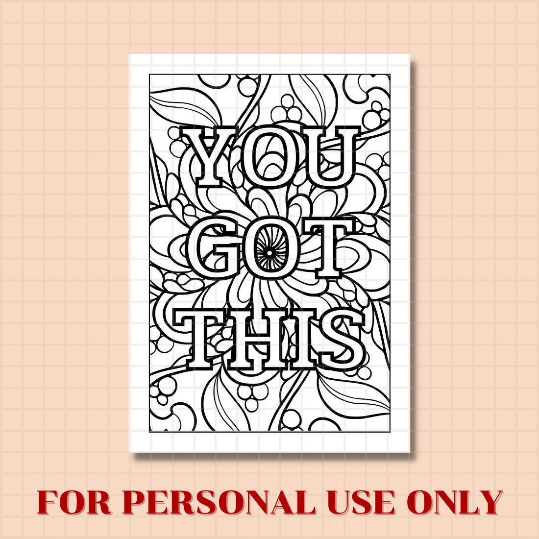 FREE MOTIVATION QUOTE COLORING PAGE preview image.