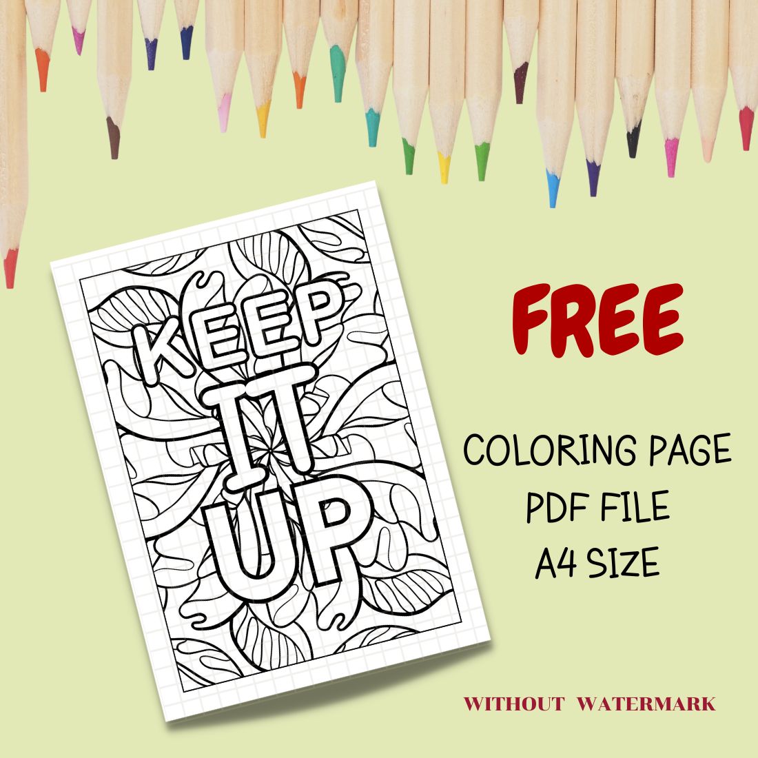 FREE MOTIVATION QUOTE COLORING PAGE cover image.