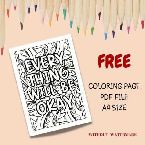 FREE MOTIVATION QUOTE COLORING PAGE cover image.