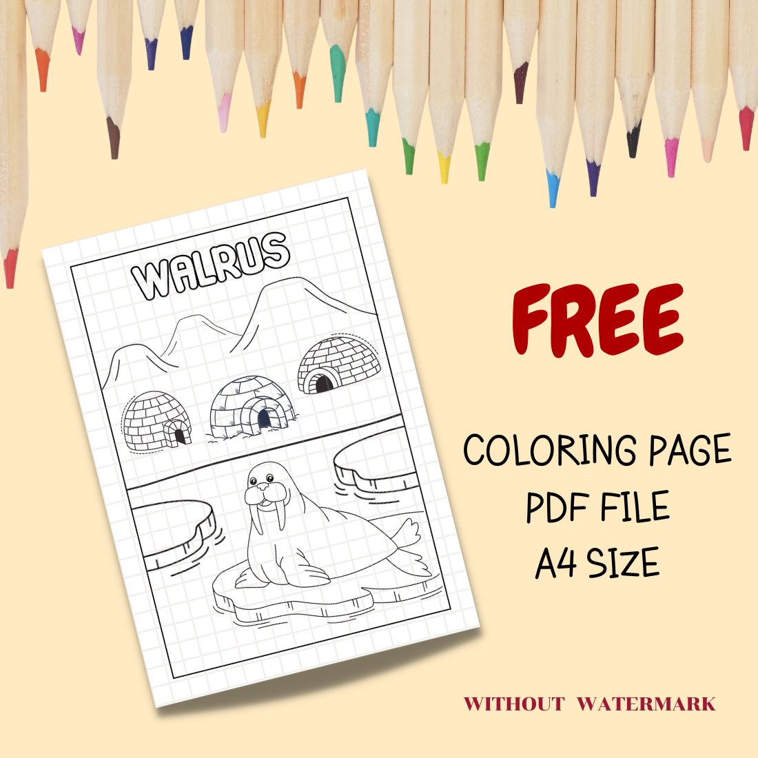 FREE ANIMAL COLORING PAGE cover image.