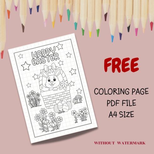 FREE HAPPY EASTER COLORING PAGE cover image.