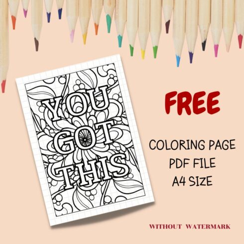 FREE MOTIVATION QUOTE COLORING PAGE cover image.