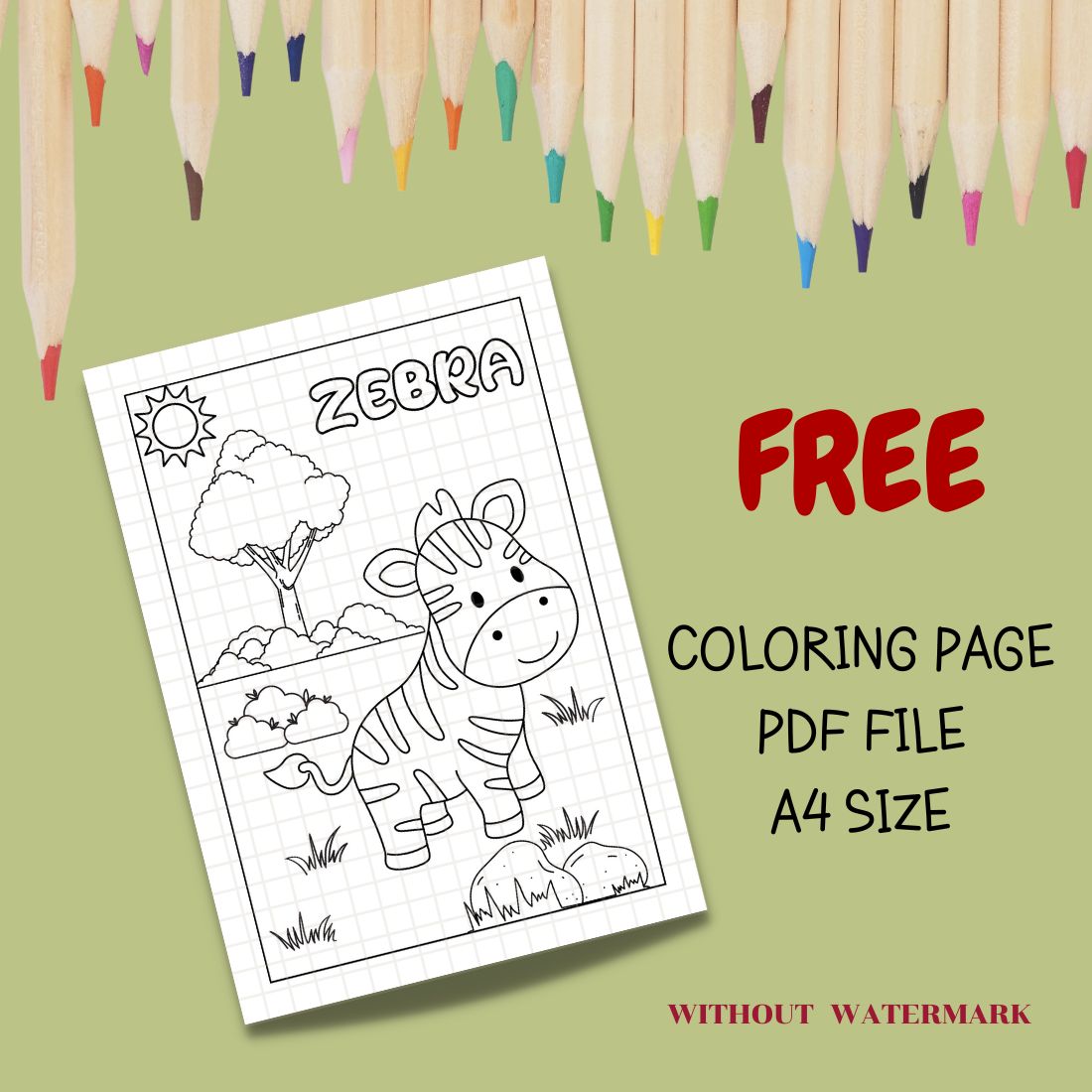 FREE ANIMAL COLORING PAGE cover image.