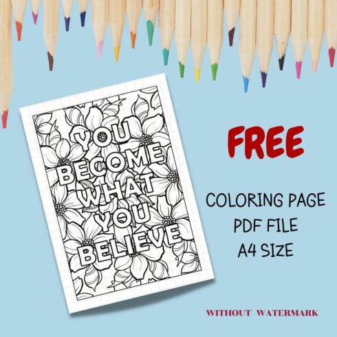 FREE MOTIVATION QUOTE COLORING PAGE cover image.