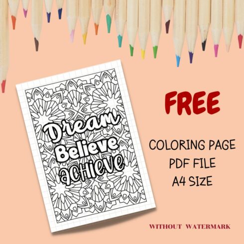 FREE MOTIVATION QUOTE COLORING PAGE cover image.