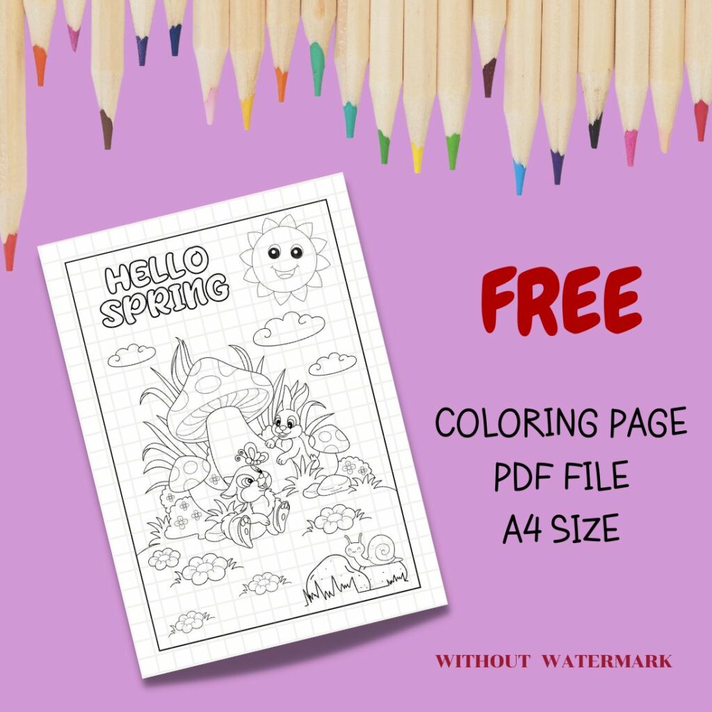 FREE HELLO SPRING COLORING PAGE. - MasterBundles