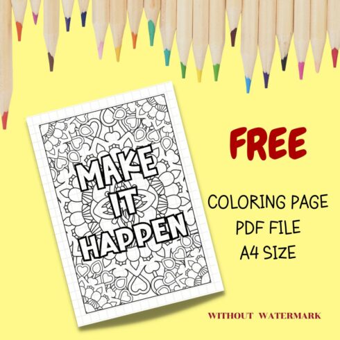 FREE MOTIVATION QUOTE COLORING PAGE cover image.