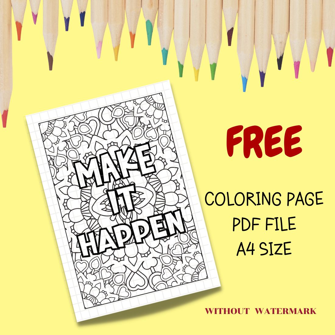 FREE MOTIVATION QUOTE COLORING PAGE cover image.