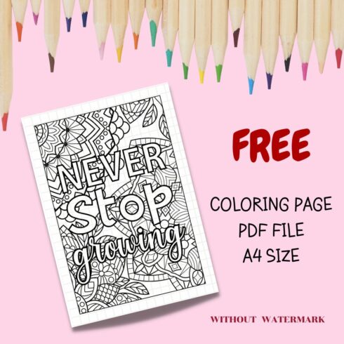 FREE MOTIVATION QUOTE COLORING PAGE cover image.