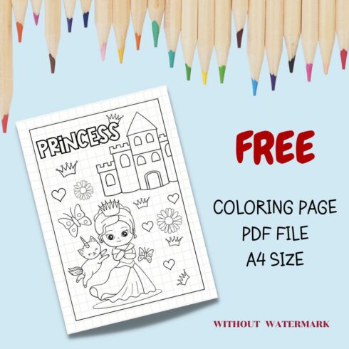 FREE PRINCESS COLORING PAGE cover image.