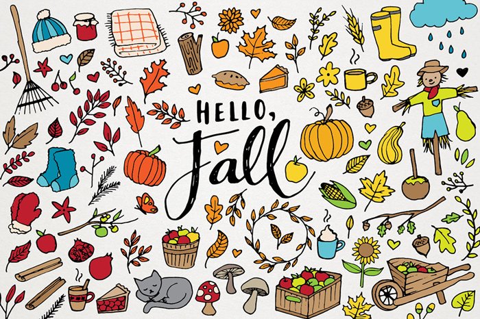 Hello Fall! Autumn 100+ Clipart Set cover image.