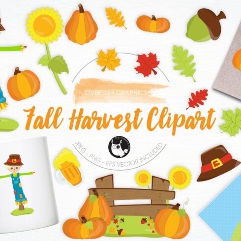 Fall Harvest Clipart illustrations cover image.