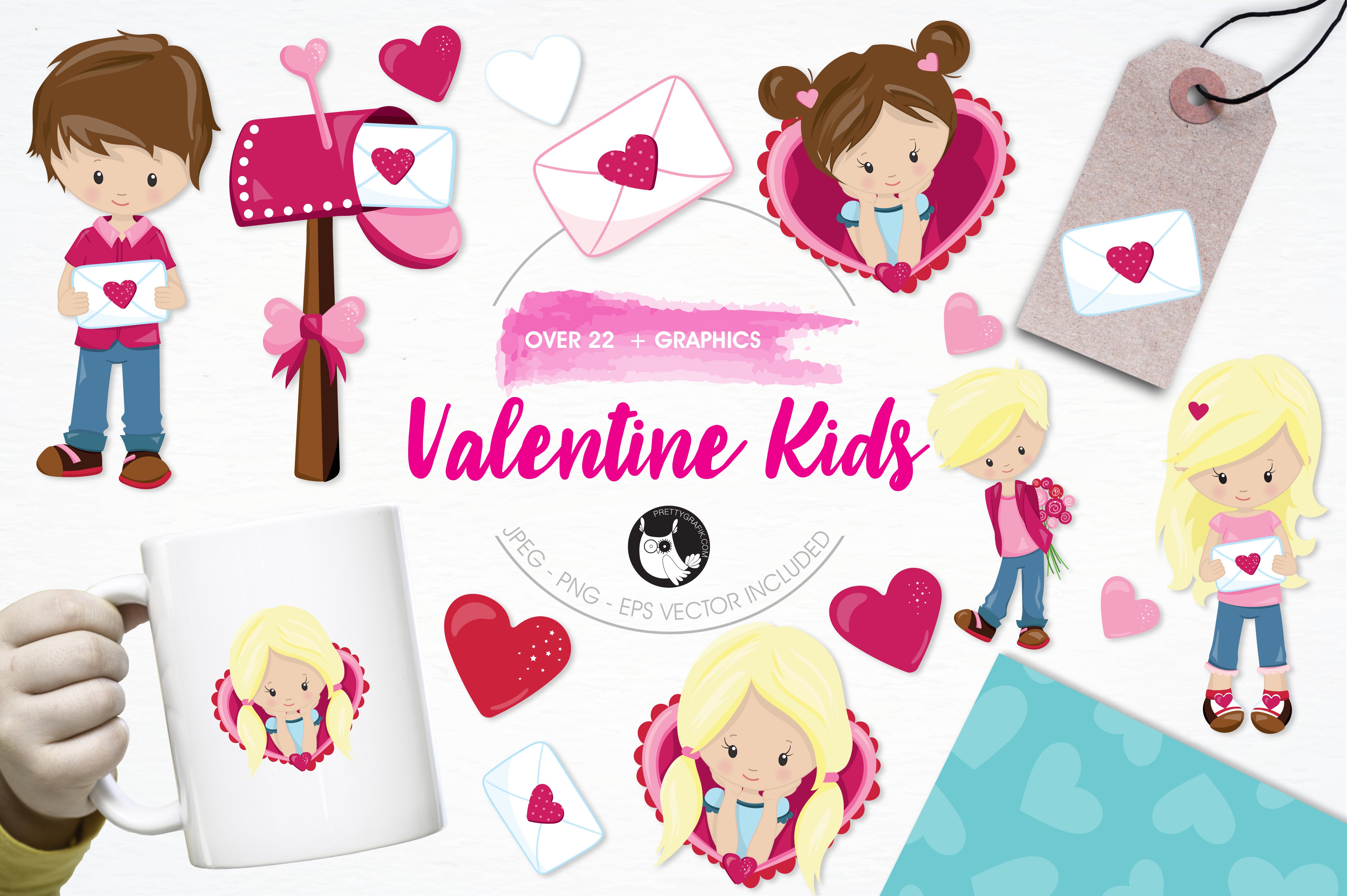 Valentine kids illustration pack cover image.