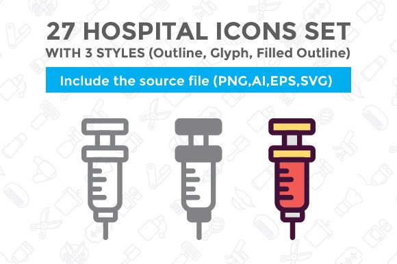 27 Hospital Icon Set cover image.