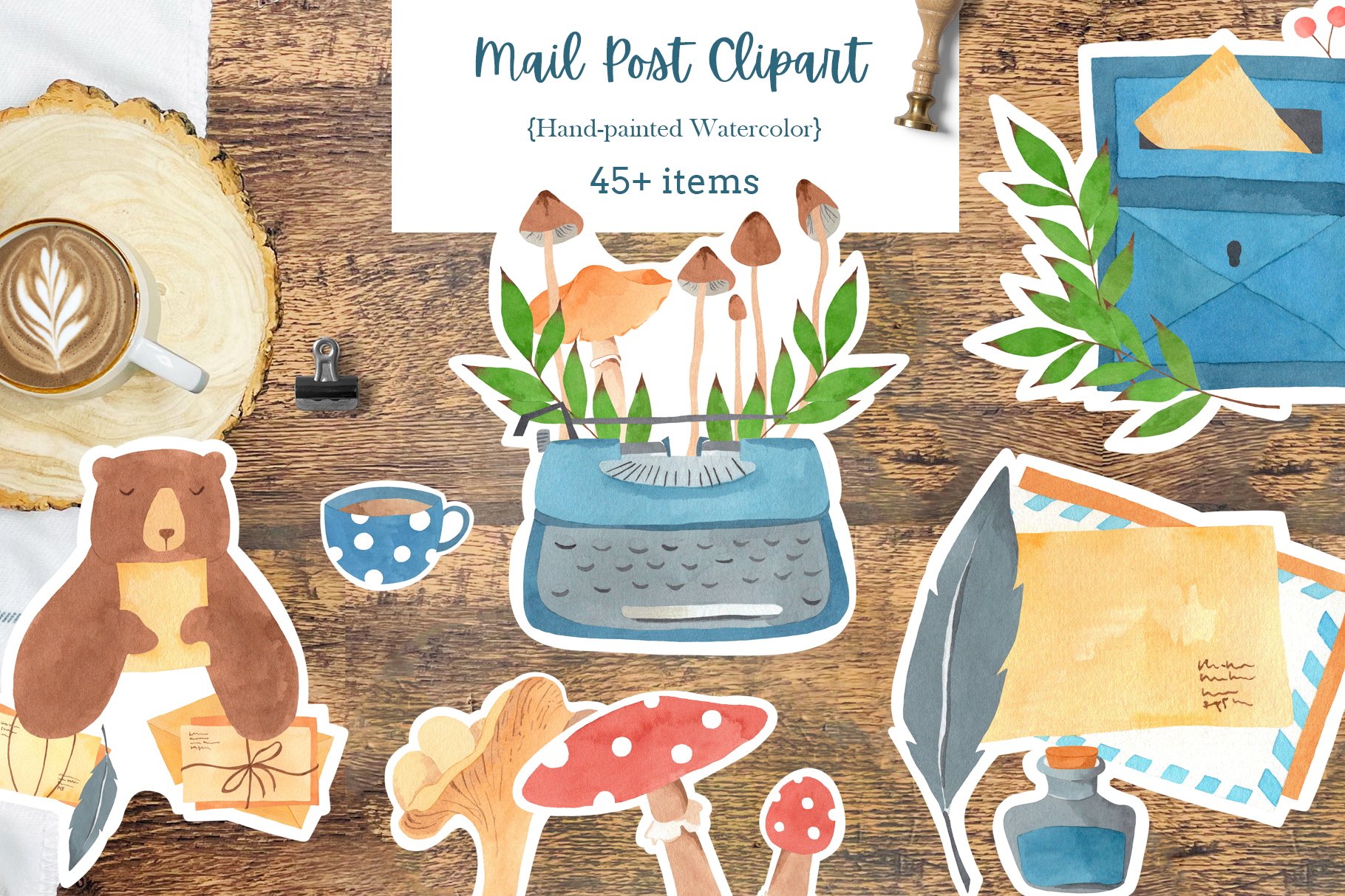 Mail Post Watercolor Clipart cover image.