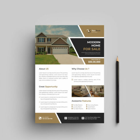 Real estate flyer design template cover image.