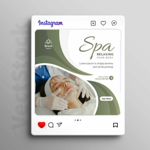 Wellness and spa instagram post template cover image.