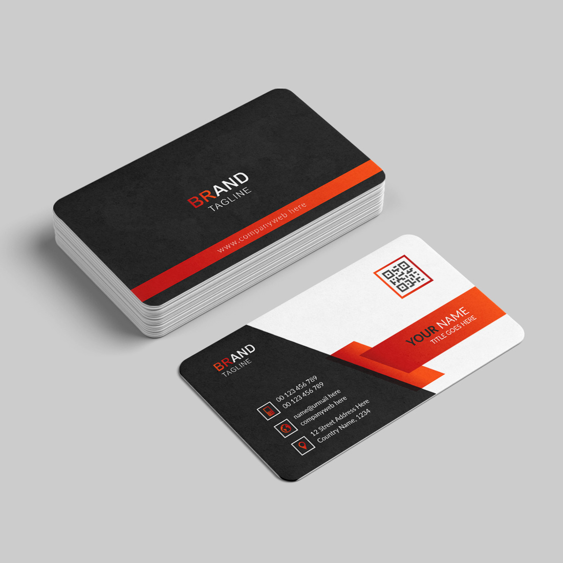 Red orange gradient business card preview image.