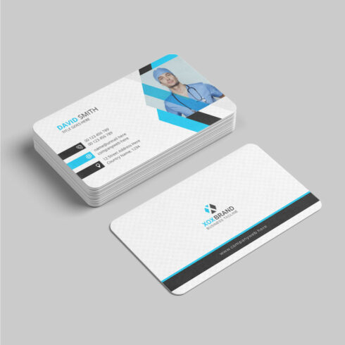 Medical business card design template cover image.