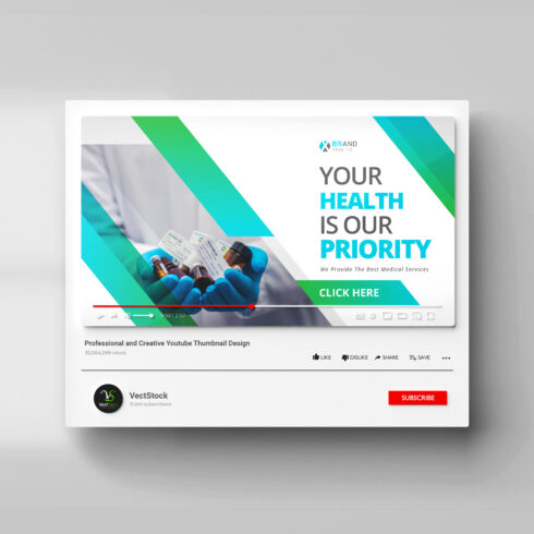 Medical health care Youtube thumbnail and social media banner design template cover image.