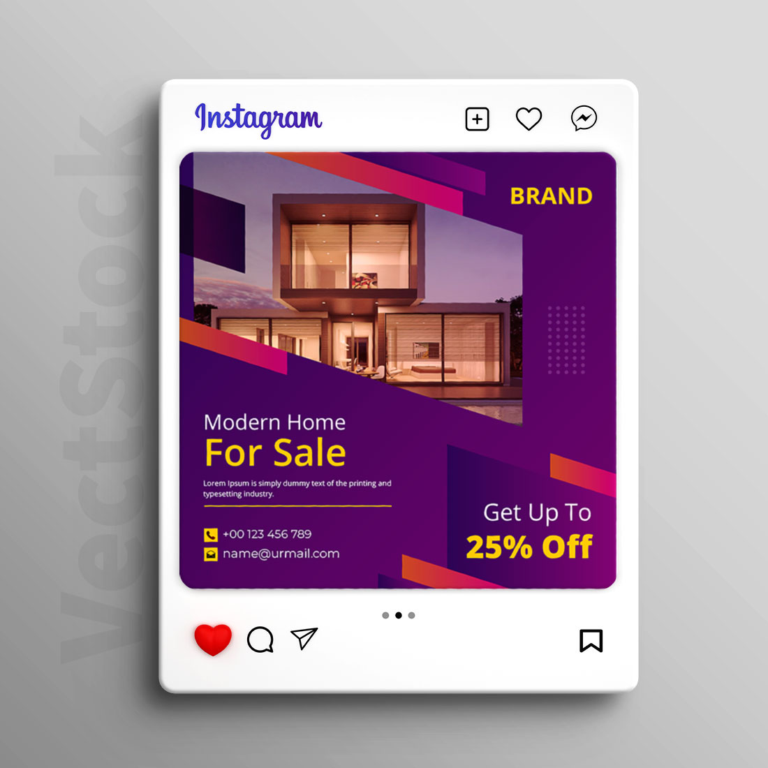 Home sale social media Instagram post and banner template design cover image.
