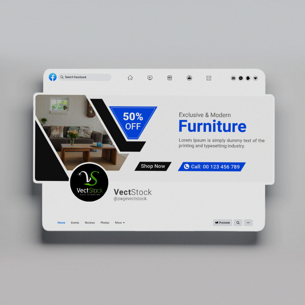 Furniture sale facebook cover template and social media banner