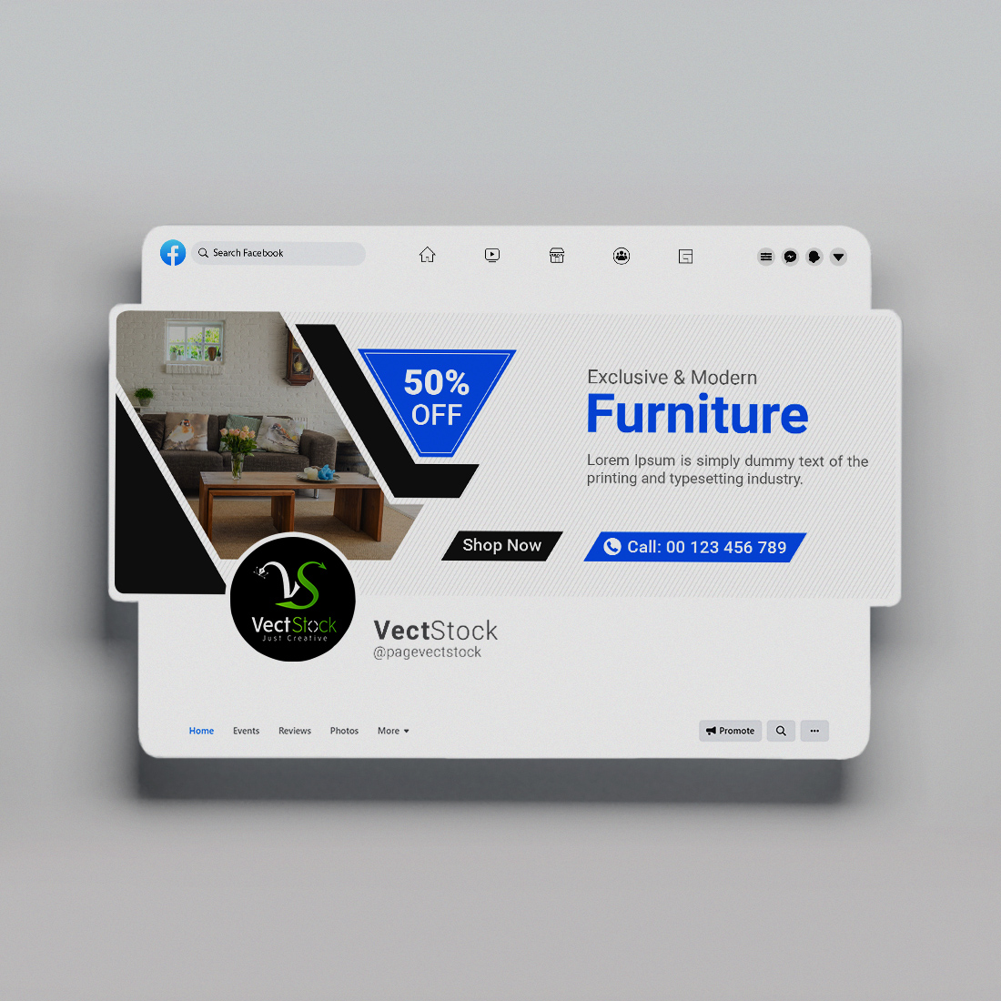 Furniture sale facebook cover template and social media banner cover image.