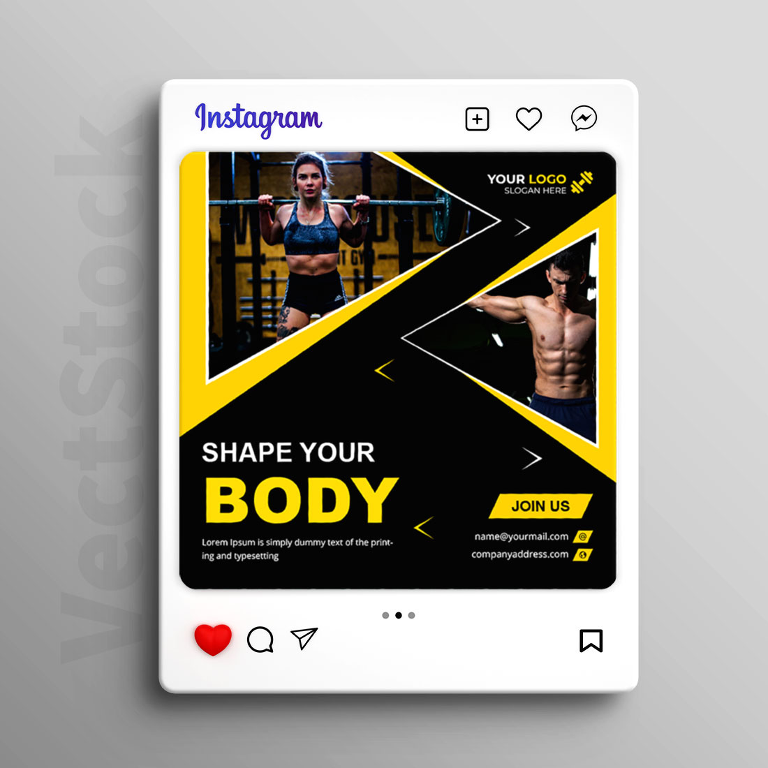 Gym fitness sports social media instagram post template cover image.