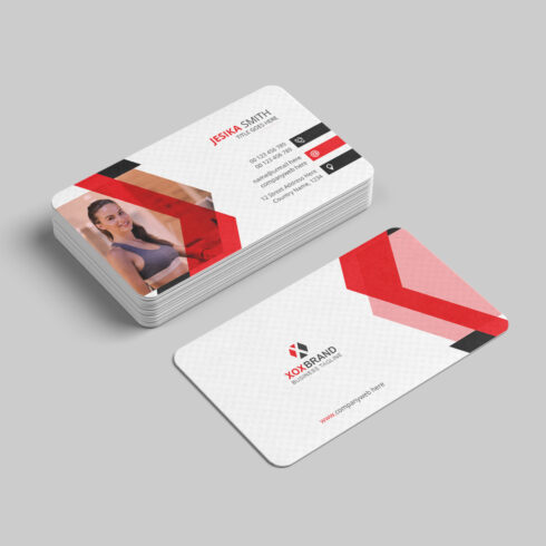 Fitness business card design template cover image.