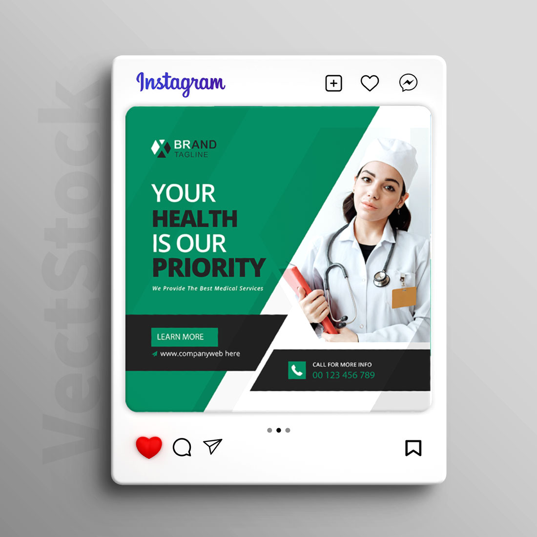 Medical health care social media Instagram post and banner template design cover image.
