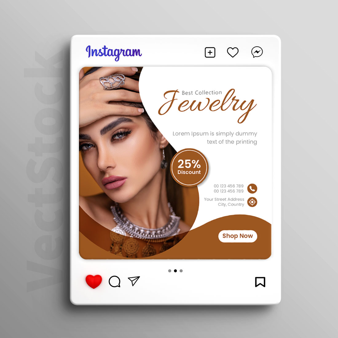 Jewelry social media Instagram post banner or square flyer design preview image.