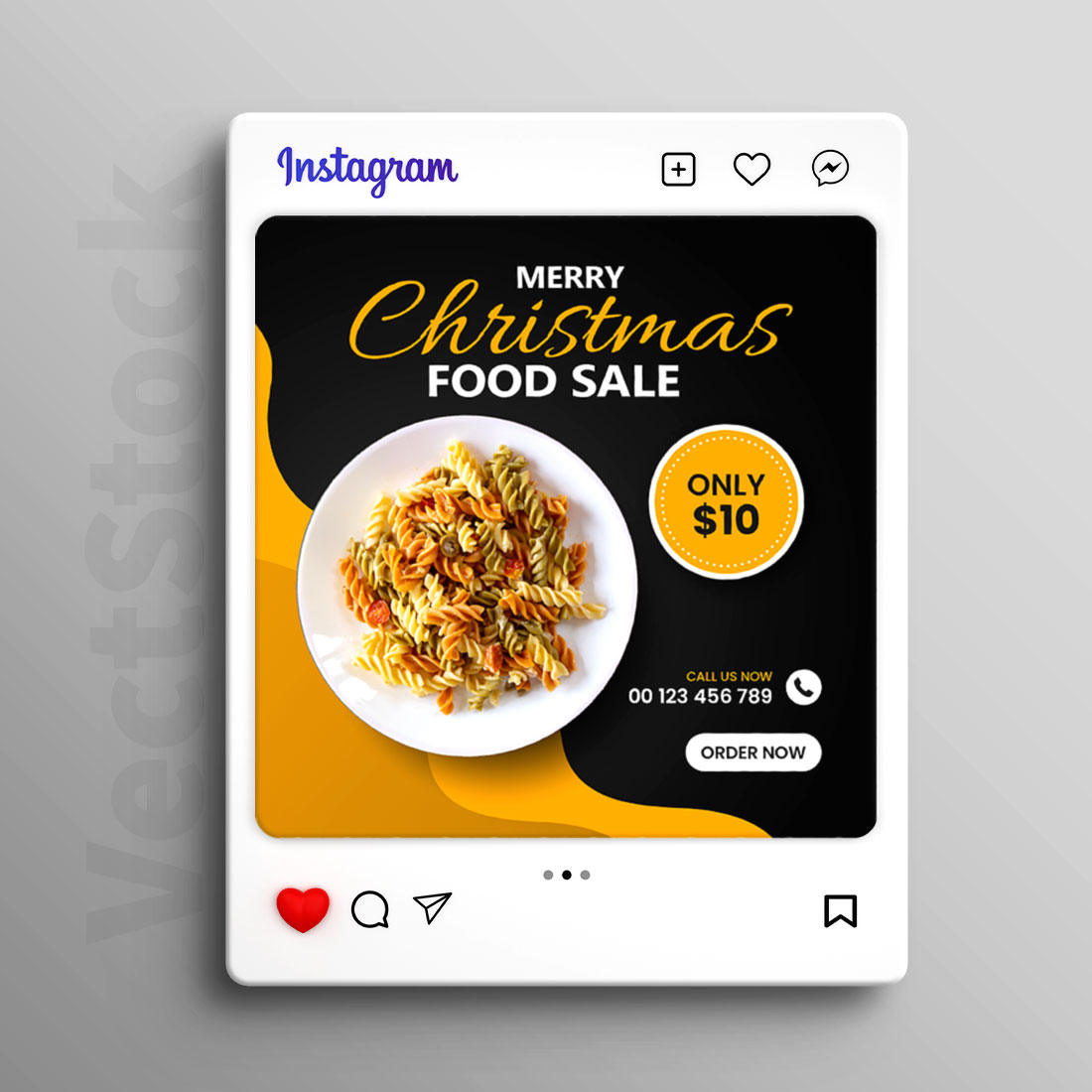 Christmas food sale social media Instagram post template preview image.