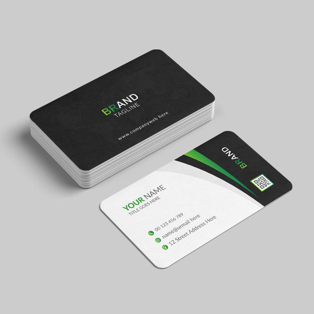 Creative and abstract business card design template preview image.