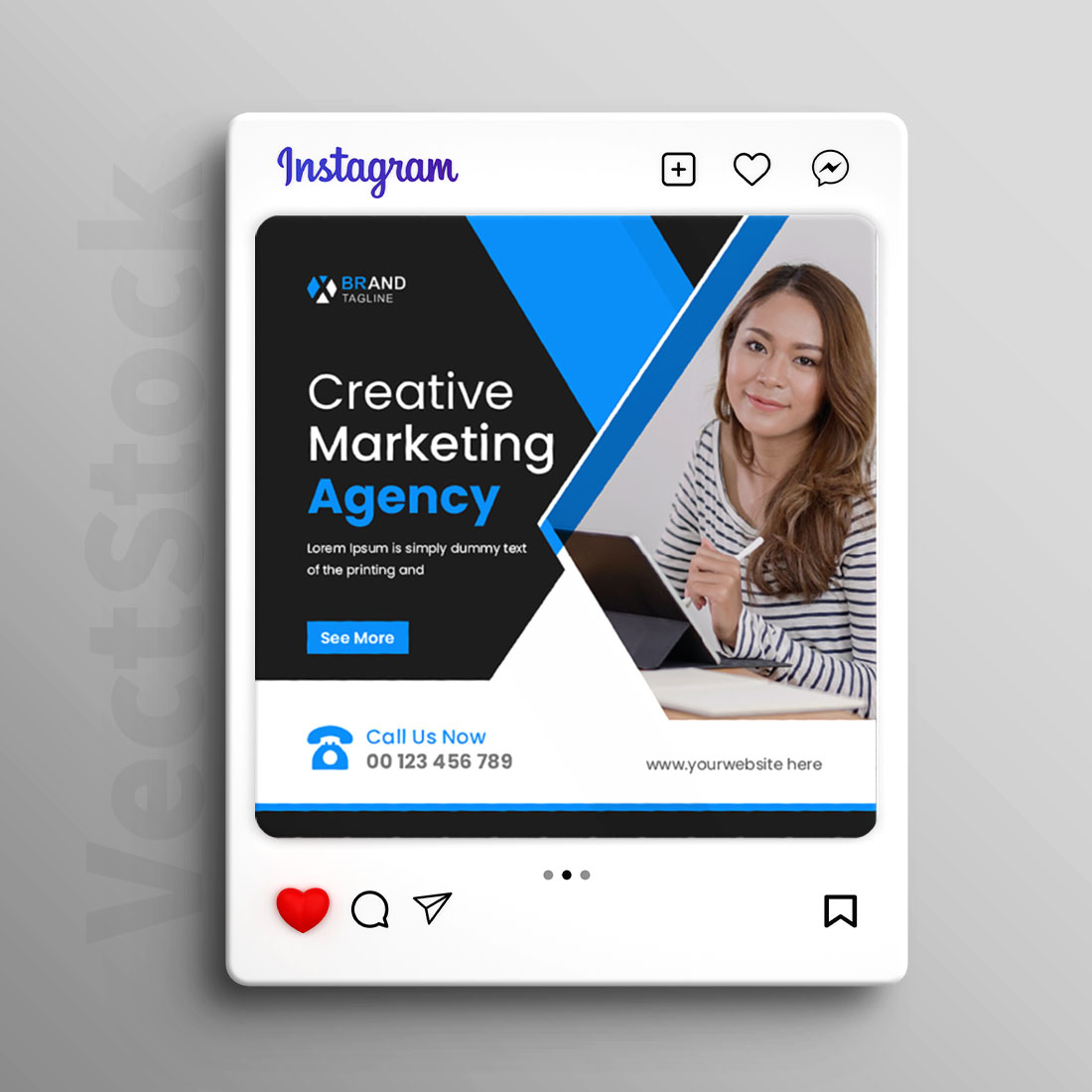 Digital marketing agency instagram post and social media banner template cover image.