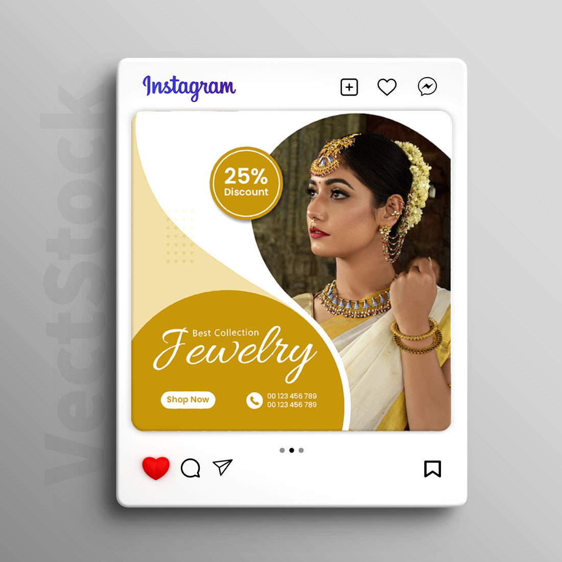 Jewelry social media instagram post template design preview image.