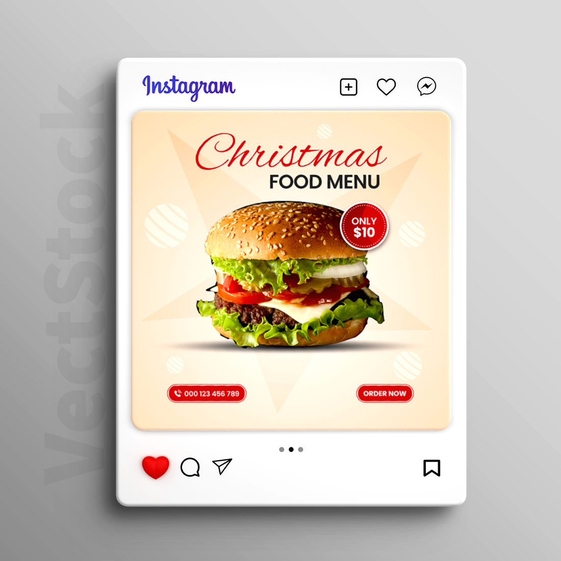 Food sale social media post template preview image.