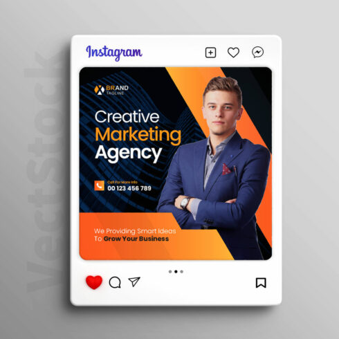 Digital marketing agency social media post or square web banner template cover image.