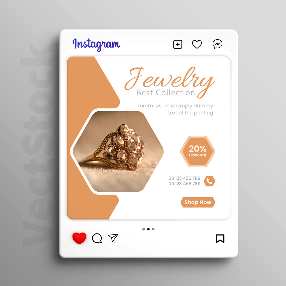 Jewellery collection beauty social media instagram post editable template preview image.