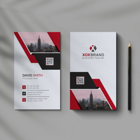Minimal vertical business card design template cover image.