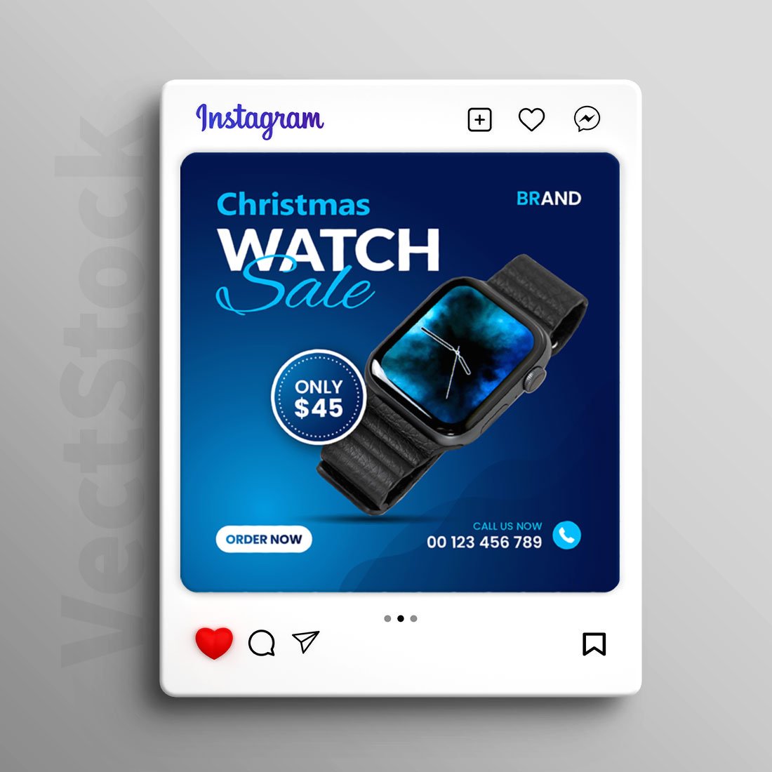 Modern watch social media and instagram post template preview image.