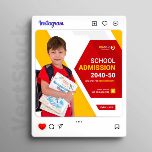 School admission social media post template cover image.