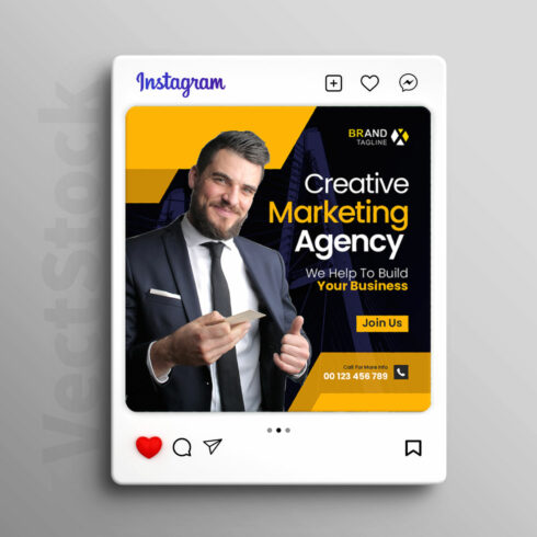 Creative marketing agency and corporate social media post template cover image.