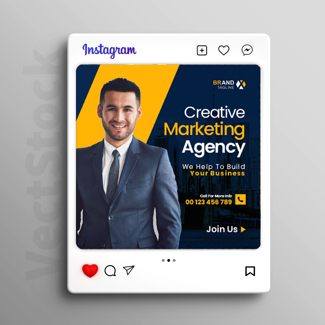 Corporate agency social media instagram post template preview image.